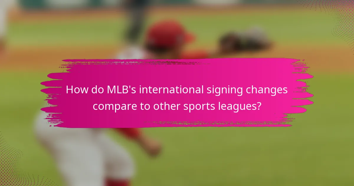 How do MLB's international signing changes compare to other sports leagues?
