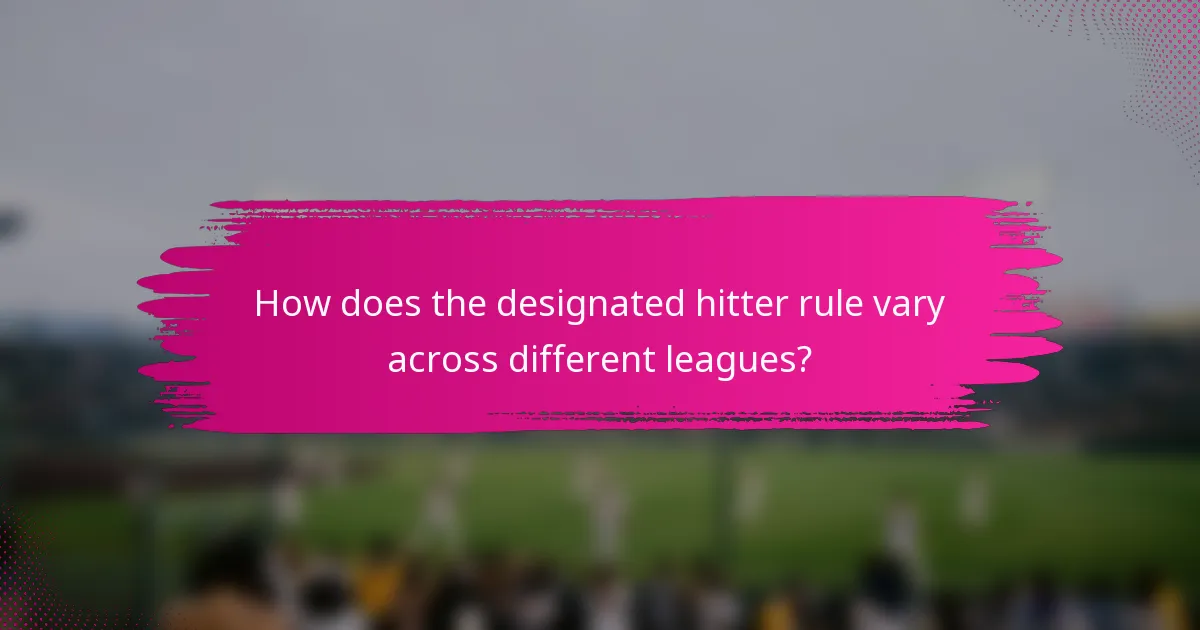 How does the designated hitter rule vary across different leagues?