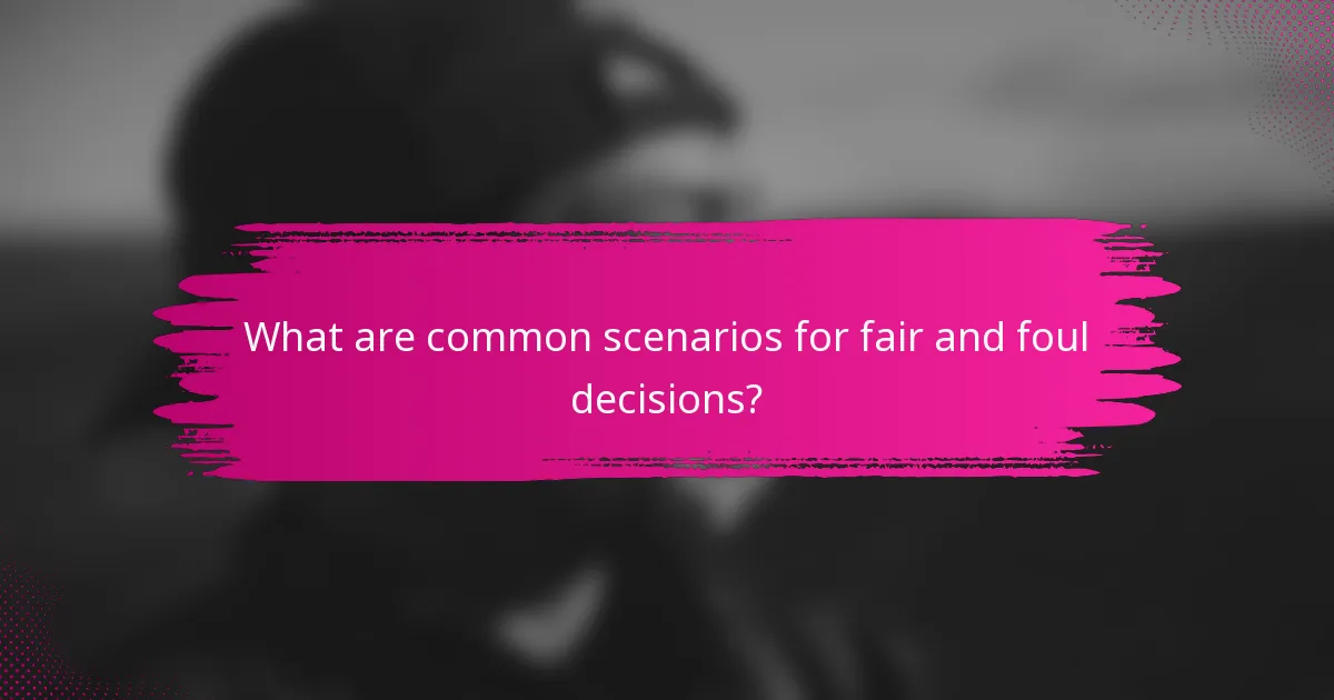 What are common scenarios for fair and foul decisions?